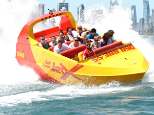 close up of jet boat doing a spin